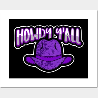 HOWDY Yall Purple - Cowboy Hat Posters and Art